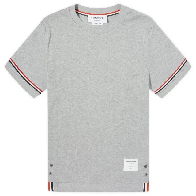 Thom Browne Men's Rib Cuff Trim T-Shirt Medium Grey