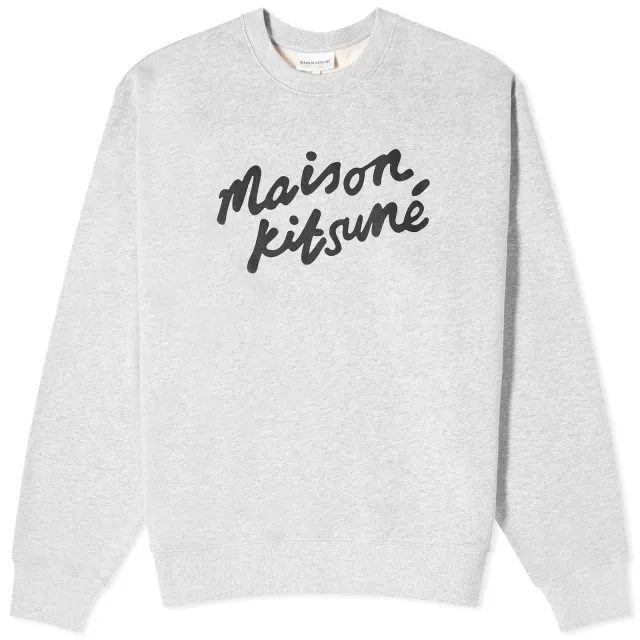 Maison Kitsuné Men's Handwriting Comfort Crew Sweat Light Grey Melange