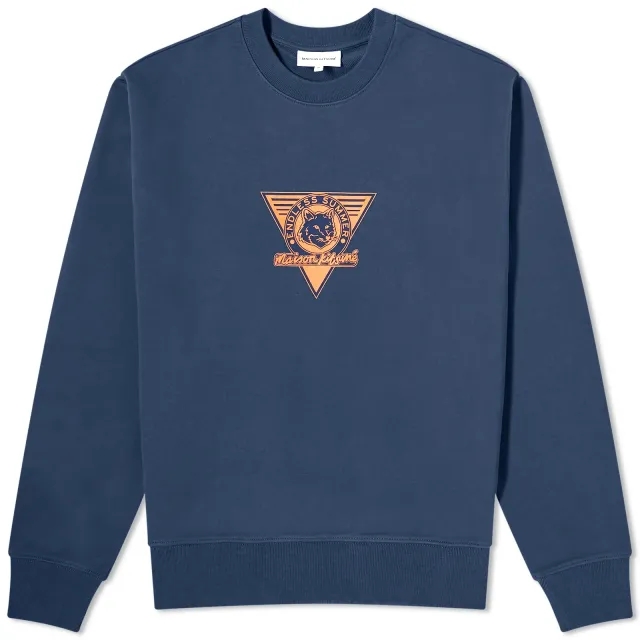 Maison Kitsuné Men's Endless Summer Fox Crew Sweat Deep Navy