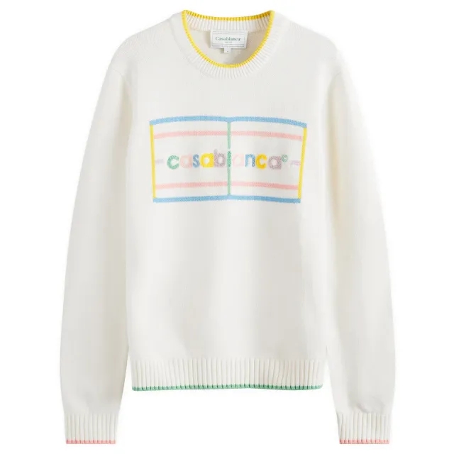 Casablanca Men's Pastel Court Embroidered Jumper Off-White