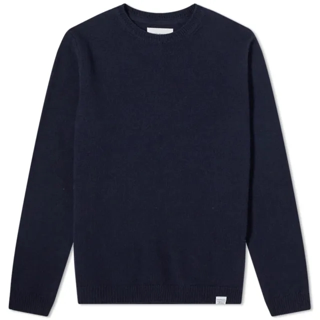 Norse Projects Men's Sigfred Lambswool Crew Knit Dark Navy