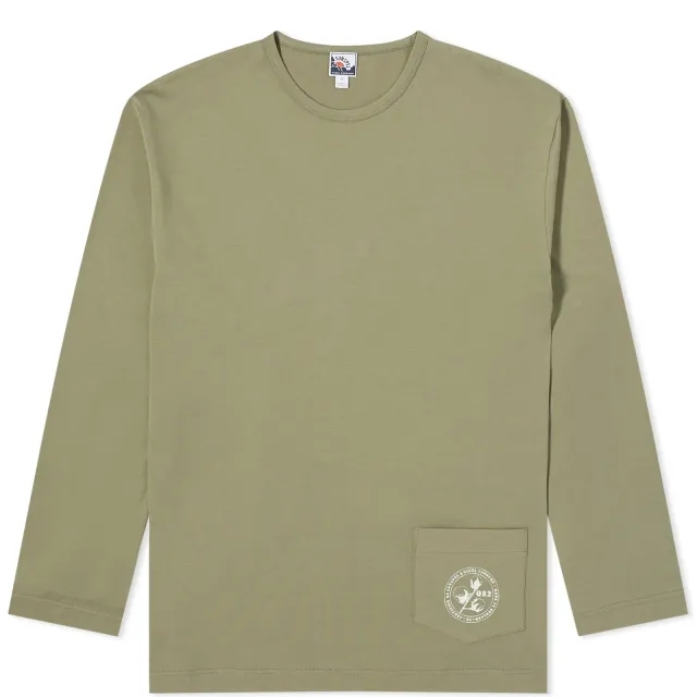 Sunspel Men's x Nigel Cabourn Long Sleeve Pocket T-Shirt Army Green