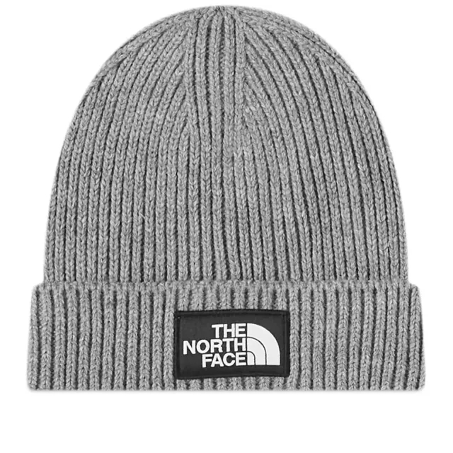 The North Face Logo Patch Cuffed Beanie In Grey