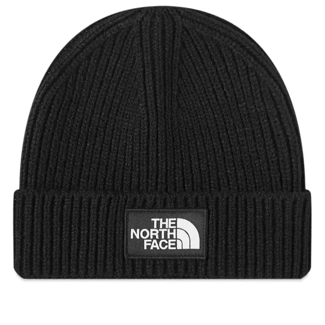 The North Face Logo Box Cuffed Beanie Hat, Black