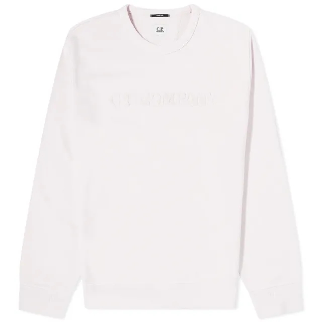 C.P. Company Men's Cotton Diagonal Fleece Logo Sweatshirt Heavenly Pink