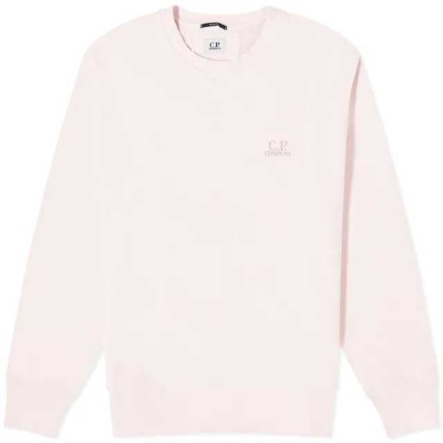 C.P. Company Men's Cotton Diagonal Fleece Logo Sweatshirt Heavenly Pink