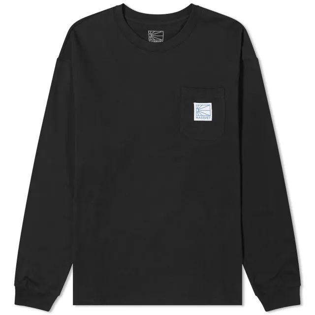RASSVET Men's Pocket Tag Long Sleeve T-Shirt Black