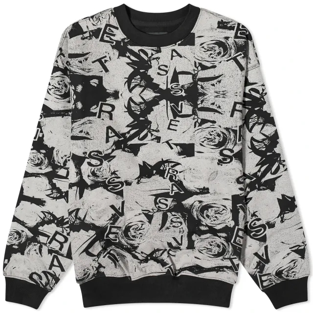 RASSVET Men's Roses Crew Neck Knitted Jumper Black