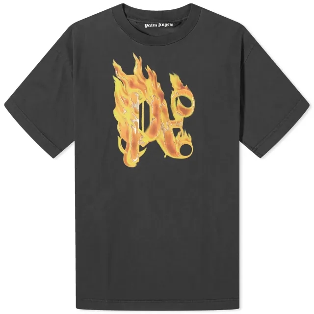 Palm Angels Men's Burning PA Monogram Tee Black