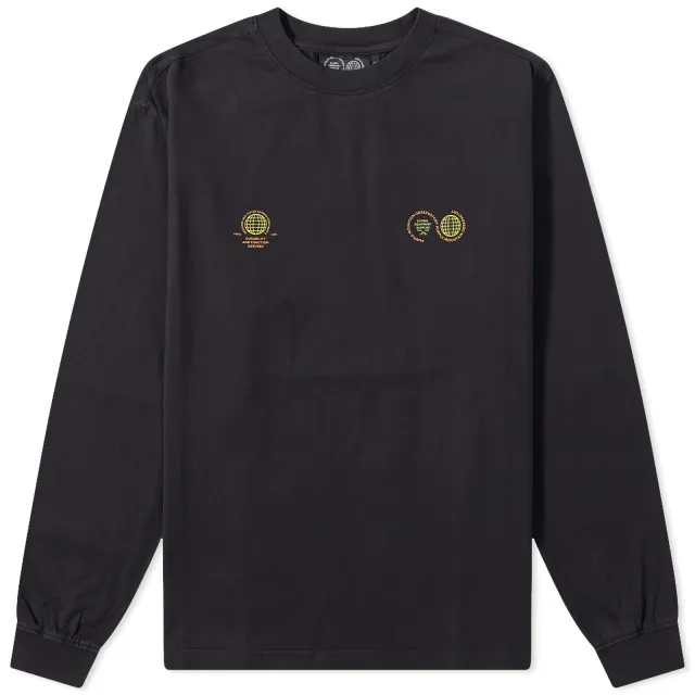 Purple Mountain Observatory Men's Globe Long Sleeve T-Shirt Black