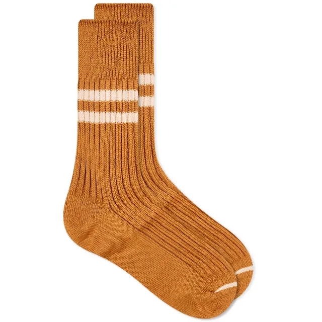 Quick RoToTo Hemp Organic Cotton Stripe Sock Sunset Gold/White Sand