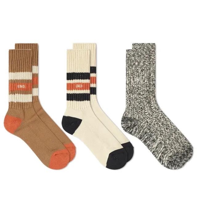 END. x RoToTo 'Camping' - 3 Pack Ecru/Biscuit/Black