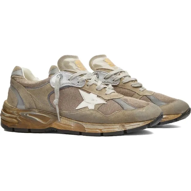 Golden Goose Men's Running Dad Sneaker Taupe/Silver/White