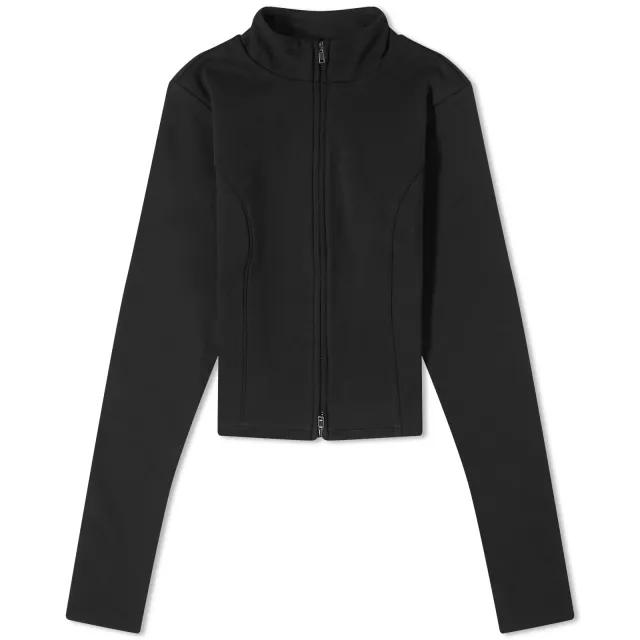 Good American Women's Compression Terry Mock Zip Top Black