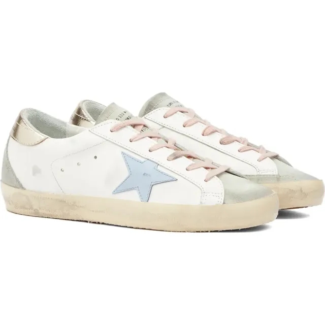 Golden Goose Women's Super Star Leather Sneaker White Ice/Powder Blue/Platinum