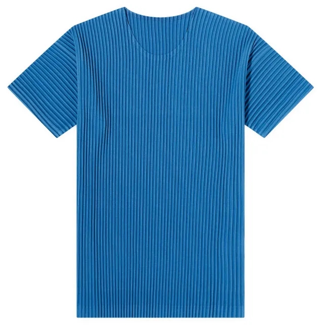 Homme Plissé Issey Miyake Men's Pleated T-Shirt Iron Blue