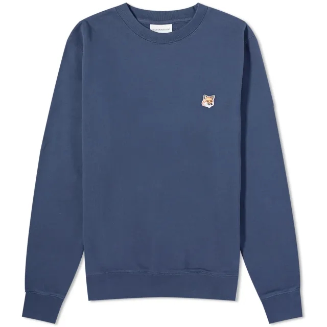 Maison Kitsuné Maison Kitsune Fox Head Patch Crew Sweat Ink Blue