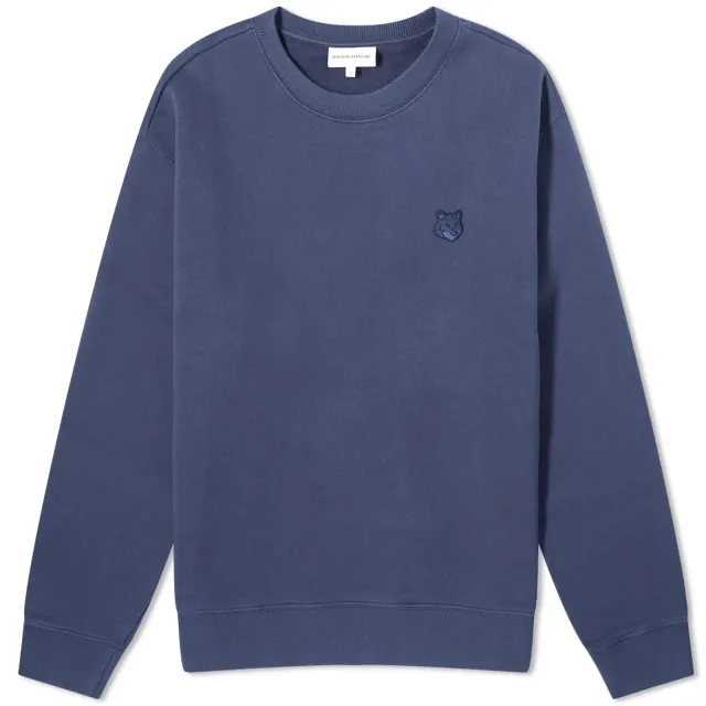 Maison Kitsuné Maison Kitsune Bold Fox Head Patch Comfort Crew Sweat Ink Blue
