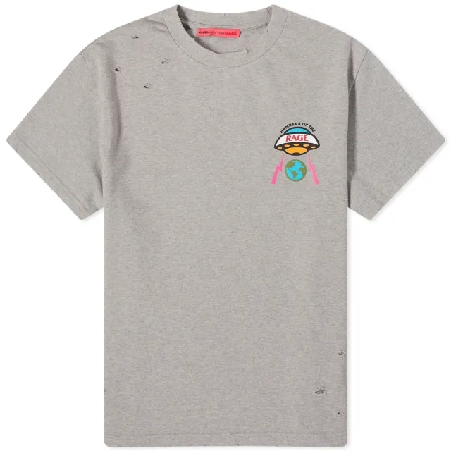 Members of the Rage Men's UFO Distressed T-Shirt Heather Grey