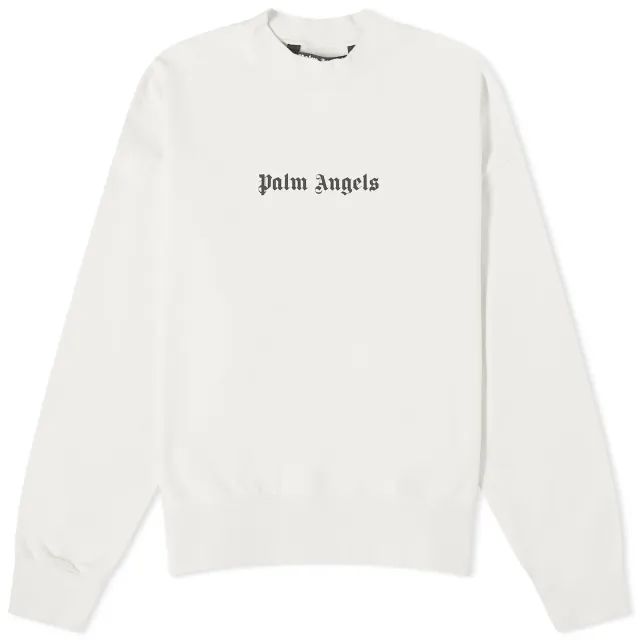 Palm Angels Men's Logo Crew Sweat Off White
