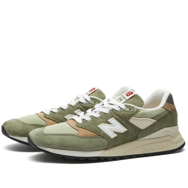 New Balance Unisex Made in USA 998 in Green/Beige Leather