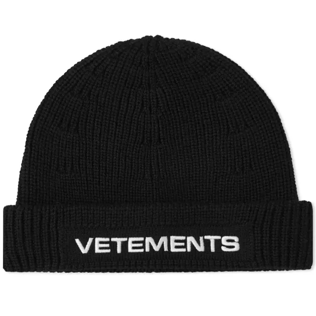 Vetements Women's Logo Beanie Hat Black