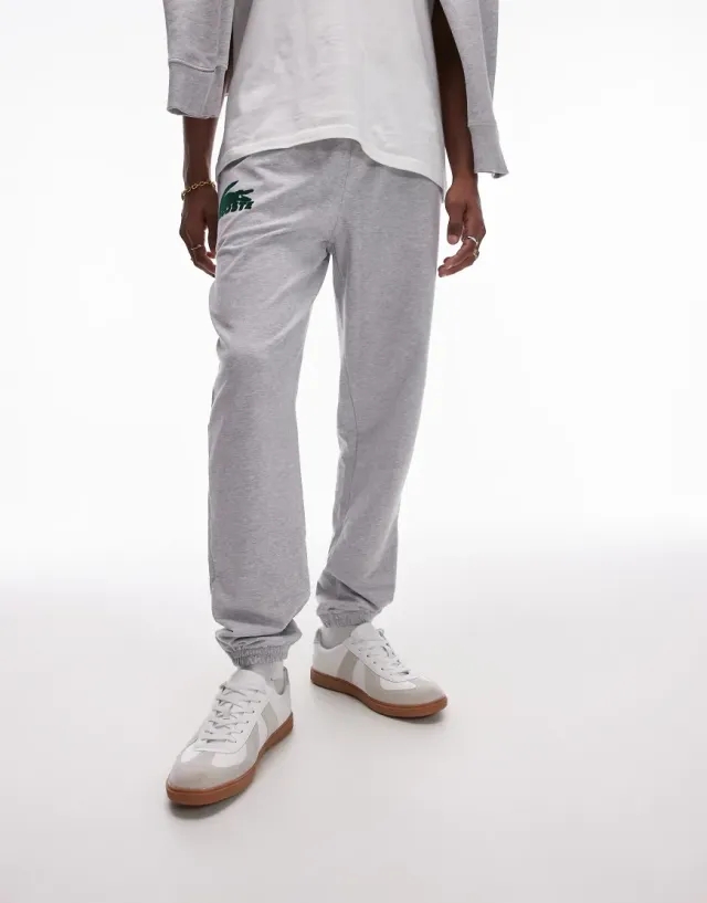 Lacoste Fleece Loungewear Joggers - Grey Chine / Green