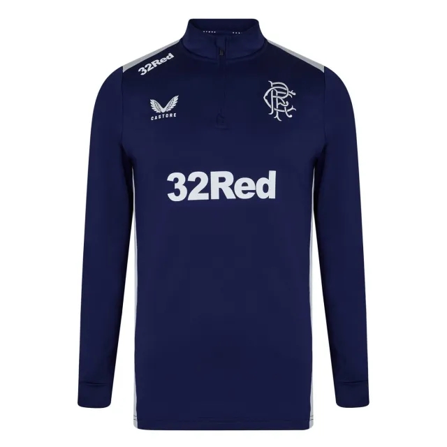 Castore Rangers 23 24 Players Training 1 4 Zip Midlayer Deep Water