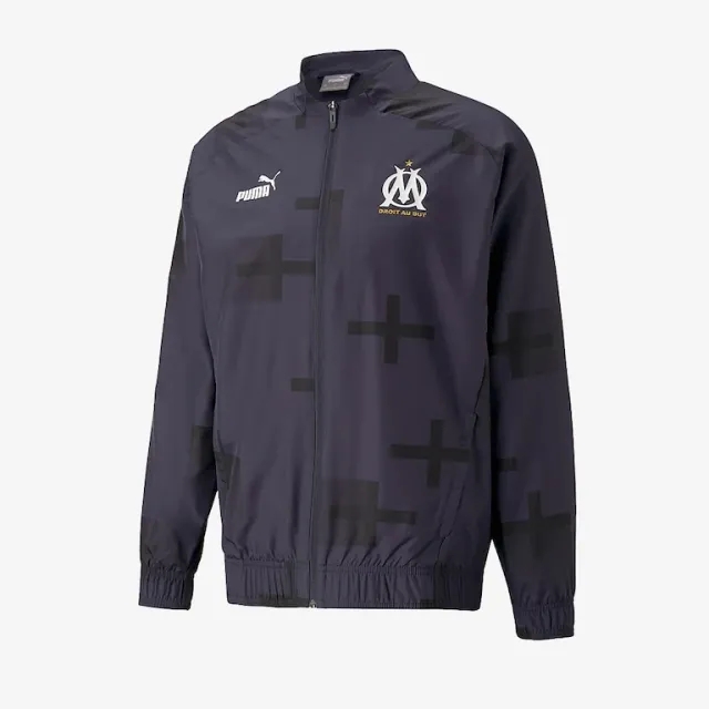 Puma Olympique de Marseille 22 23 Pre Match Jacket Ebony Puma White