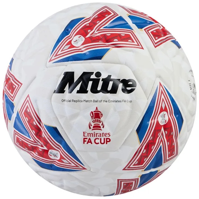 Mitre Emirates FA Cup Match Football - WHITE/BLUE/RED
