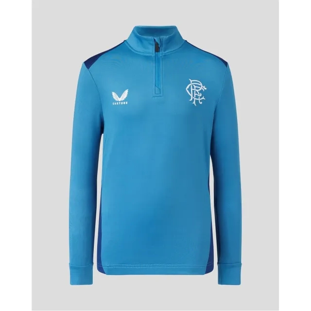 Rangers Players Half Zip Midlayer (Black) - Kids 2023-2024 Made By: Castore
