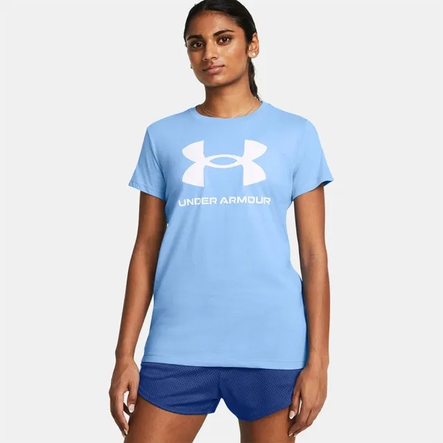 Women's  Under Armour  Rival Logo Short Sleeve Horizon Blue / White XS