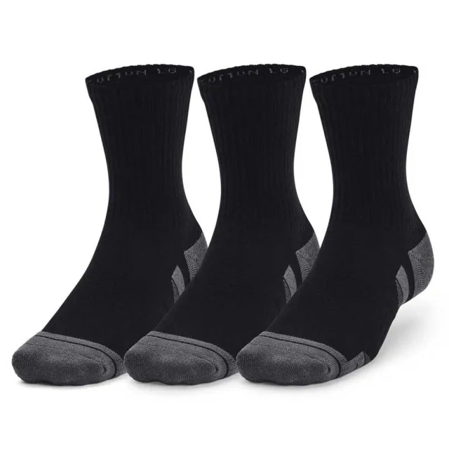Unisex  Under Armour  Performance Cotton 3-Pack Mid-Crew Socks Black / Black / Pitch Gray XL
