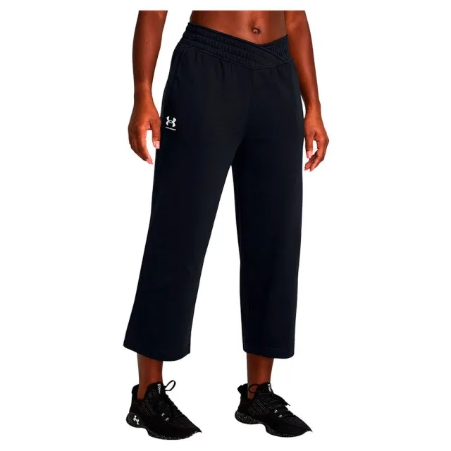 Under Armour Rival Terry Crop Wide Leg Pants  - Black