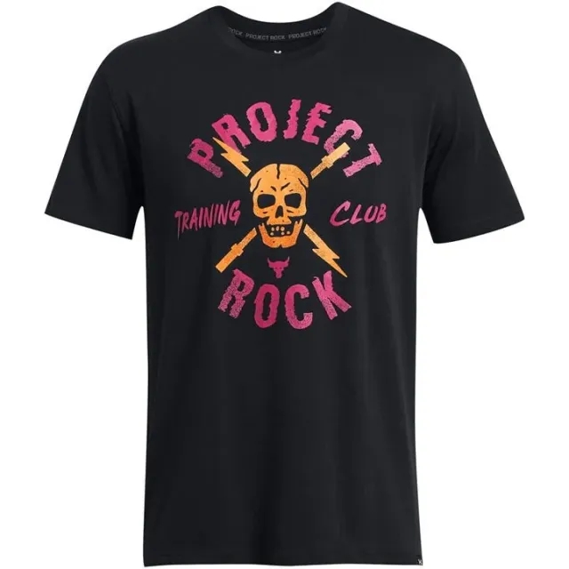 Under Armour Men's Project Rock TC Heavyweight Graphic Short Sleeve Black / Nova Orange / Astro Pink XS