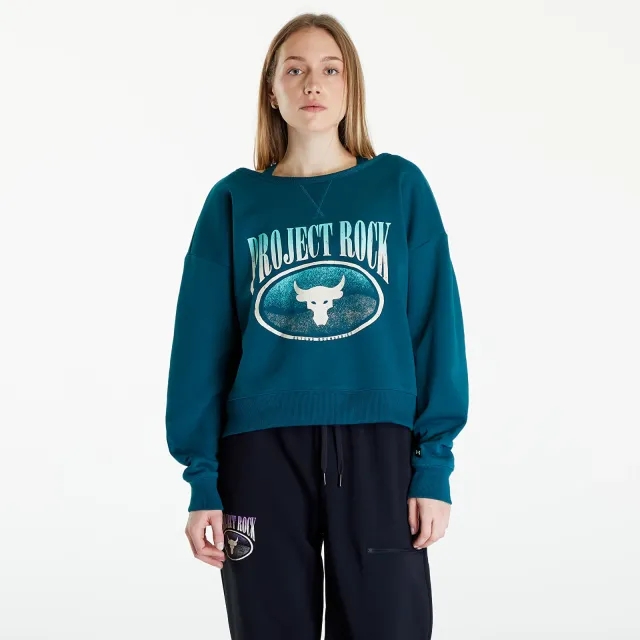 Under Armour Women's Project Rock Heavyweight Terry Long Sleeve Hydro Teal / Radial Turquoise / Black XS