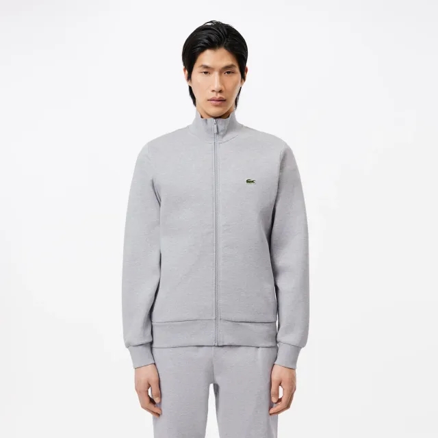 Lacoste High Neck Zip Up Sweatshirt - Grey Chine