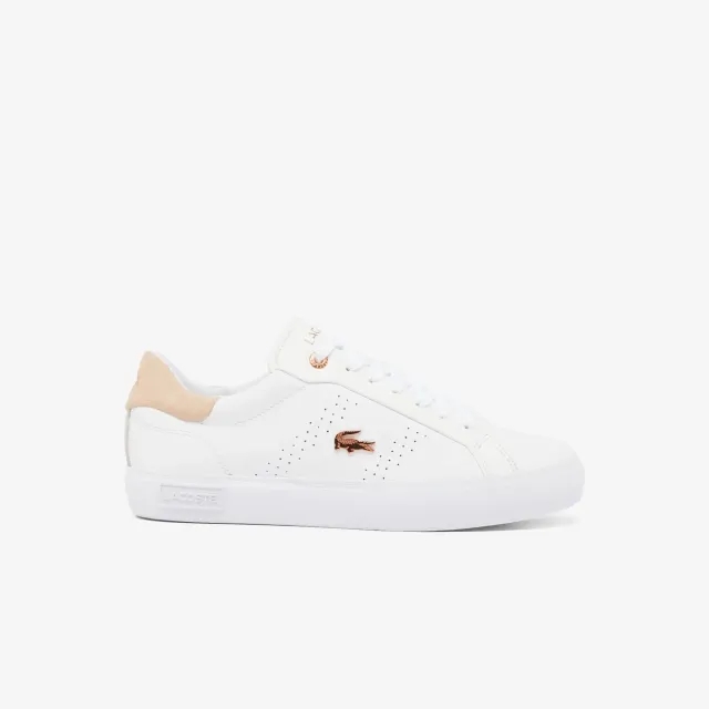 Lacoste Women's Powercourt 2.0 Leather Sneakers - White & Light Pink
