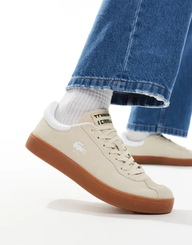 Lacoste Men's Baseshot Suede Sneakers - Beige/Gum