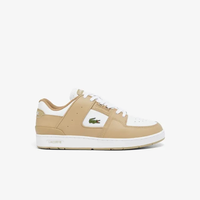 Lacoste Men's Court Cage Leather Sneakers - Light Brown / White