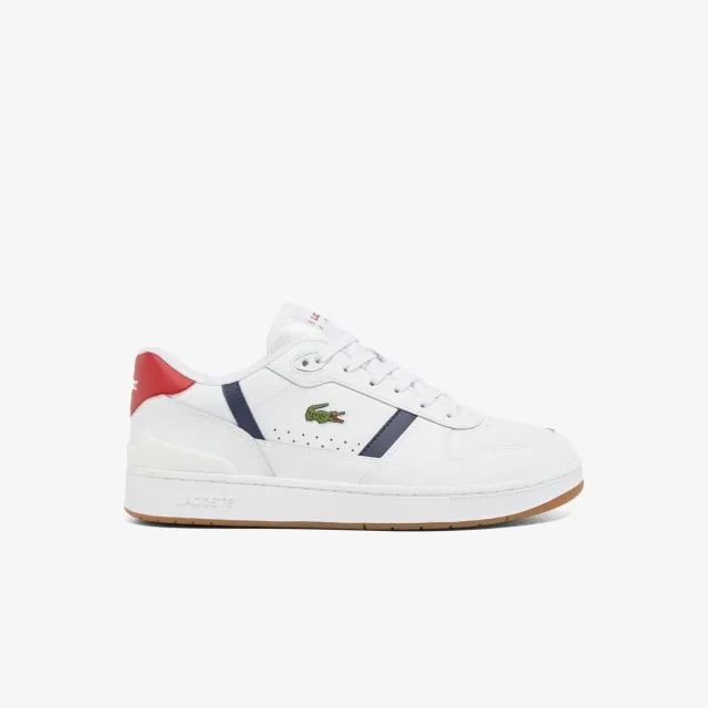 Lacoste Men's T-Clip Set Leather Sneakers - White, Navy & Red