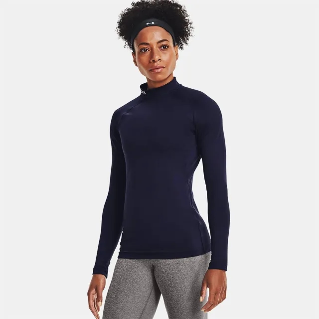 Under Armour Women's ColdGear Authentics Mock Neck - Midnight Navy/White - XS - Blue