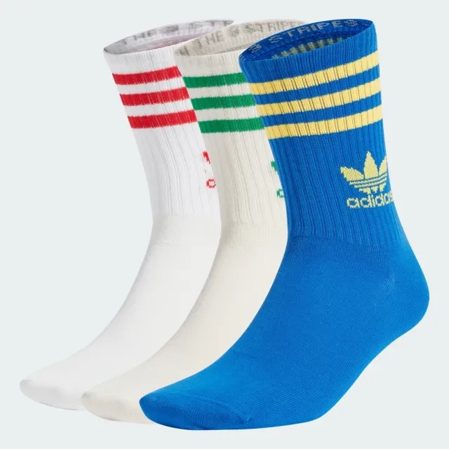 Adidas Originals Mid Cut Crew Socks 3 Pairs In Blue