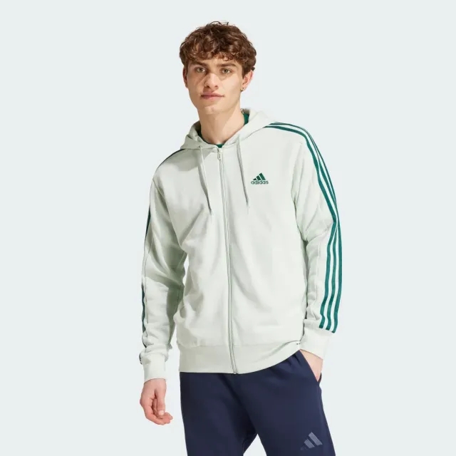 adidas Men Essentials French Terry 3 Stripes Full Zip Hoodie