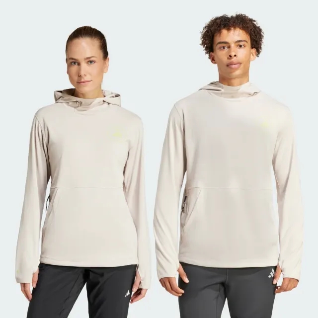 Adidas Running Own The Run Hoodie In Beige-White