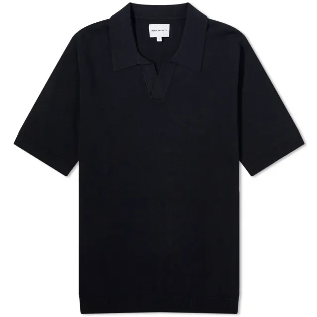 Norse Projects Men's Leif Cotton Linen Polo Dark Navy