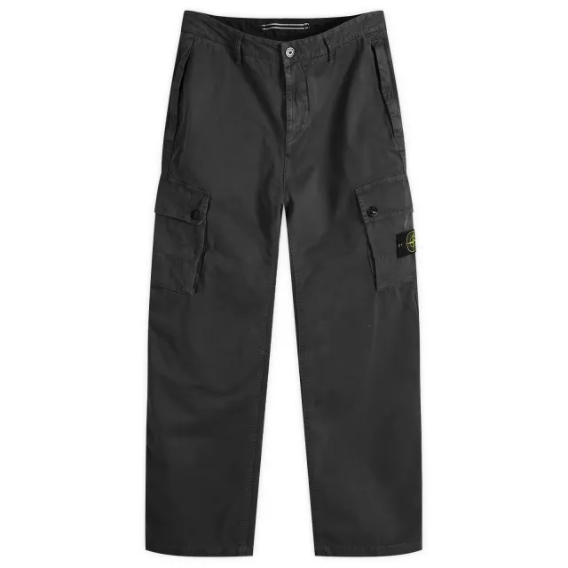 Stone Island Men's Brushed Cotton Canvas Cargo Pants Black