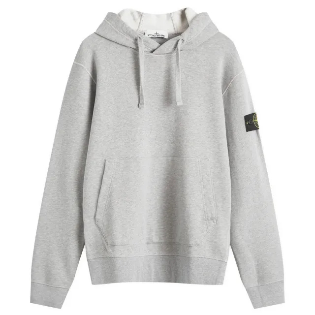 Stone Island Men's Cotton Fleece Garment Dyed Hoodie Melange Grey