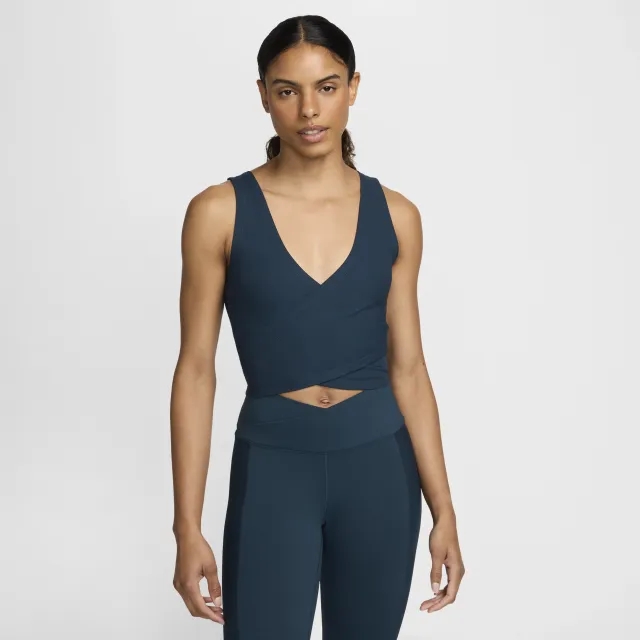 Nike One Training Wrapped Ribbed Vest In Navy