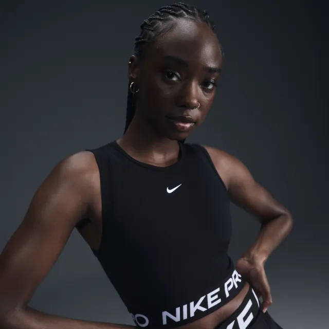 Nike Pro Women's Dri-FIT Cropped Tank Top - Black - Polyester/Elastane